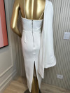 Vestido Midi Com Decote Assimétrico Serenata Off-White