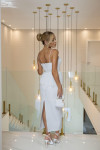 Vestido Midi Peplum Com Bordados Em Pedraria Perolada e Cinto Revestido To Marry Off-White