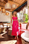 Conjunto de Laise Pink Com Bordados Laranjas Bali Pink